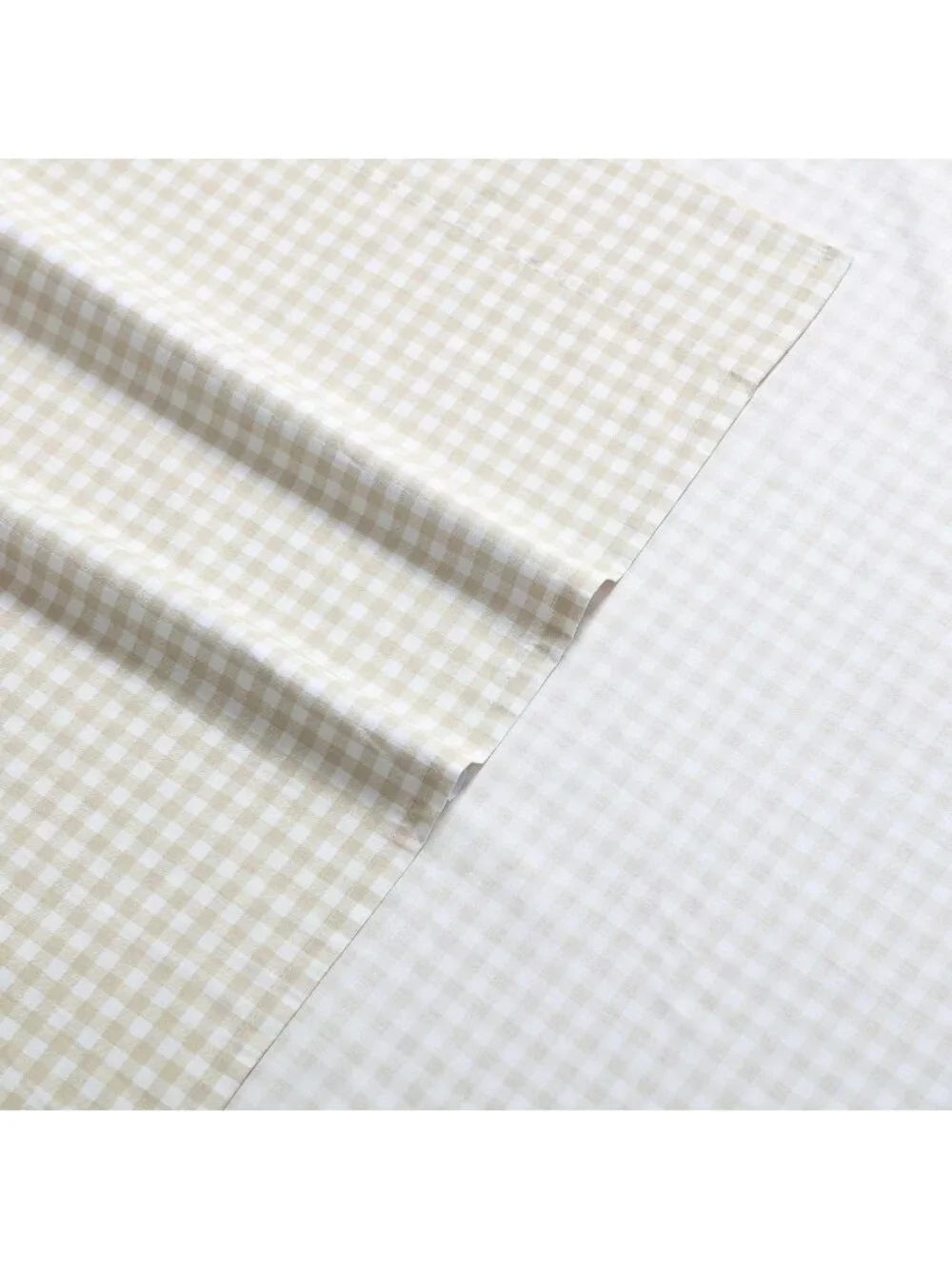 Full Size 100% Cotton Percale Sheet Set - Crisp, Breathable Bedding, Gingham